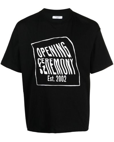Opening Ceremony Warped-logo Cotton T-shirt - Black