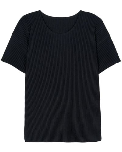 Issey Miyake Pleated short-sleeve T-shirt - Noir