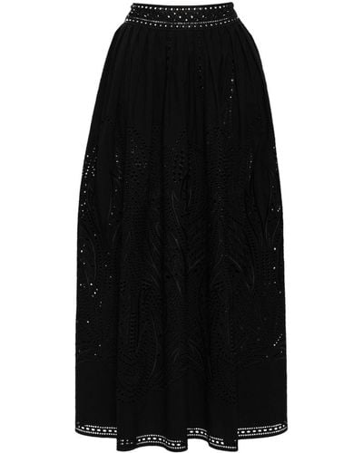 Alberta Ferretti Lace-detail Maxi Skirt - Black