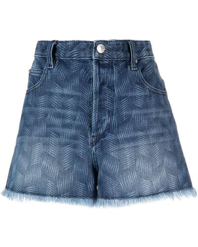 Isabel Marant Lesia Frayed Denim Shorts - Blue