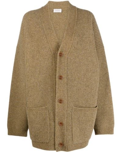 Lemaire Ribbed-knit Wool Cardigan - Natural