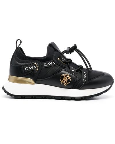 Roberto Cavalli Sneakers Met Logoband - Zwart