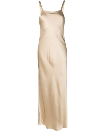 Antonelli Side-slit Satin Dress - Natural