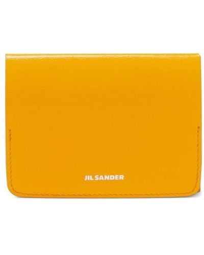 Jil Sander Logo-stamp Leather Card Holder - Orange