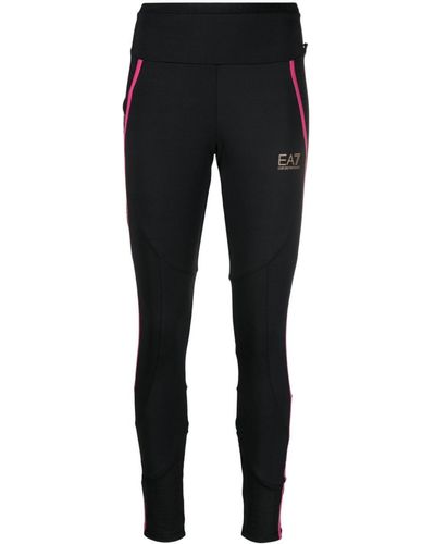 EA7 Logo-print leggings - Black
