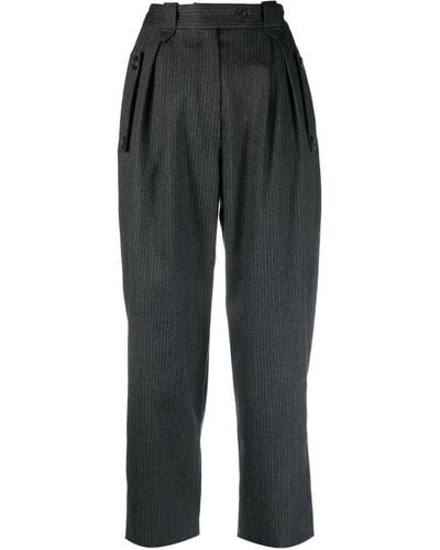 IRO Pinstripe Cropped Tapered Trousers - Black