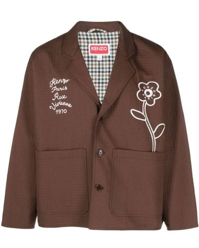 KENZO Rue Vivienne Cotton Shirt Jacket - Brown