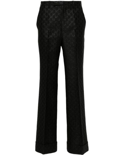 Gucci Pantalon de tailleur à motif monogrammé - Noir