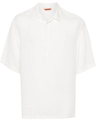 Barena Kurzärmeliges Hemd aus Leinen - Weiß