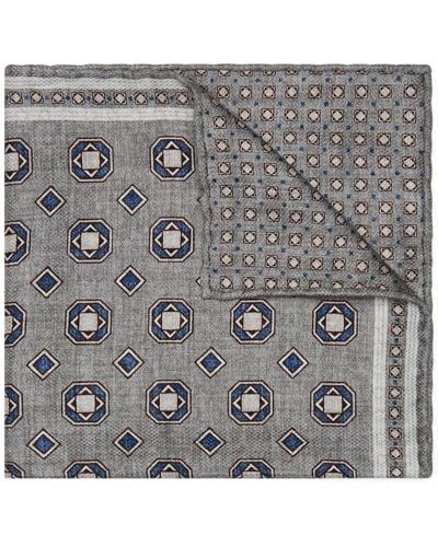 Brunello Cucinelli Geometric-pattern Silk Pocket Scarf - Grey