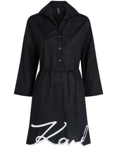 Karl Lagerfeld Karl Signature Beach Shirt Dress - Black