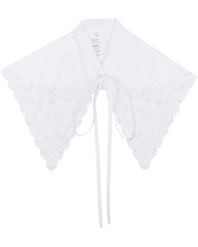 Patou Embroidered Poplin Collar - White