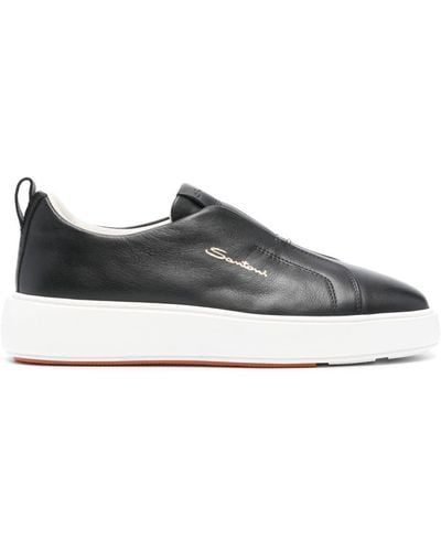 Santoni Slip-on Leather Sneakers - Gray