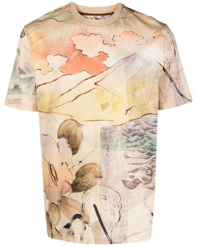 Paul Smith Katoenen T-shirt Met Print - Naturel