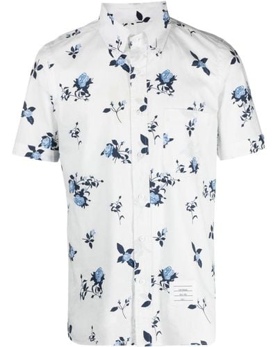 Thom Browne Floral-print Cotton Shirt - White
