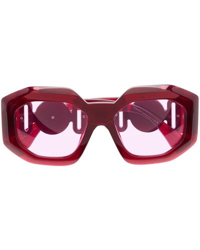 Versace Eckige Medusa Sonnenbrille - Rot