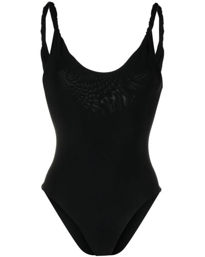 Totême Twist-strap Scoop Neck Swimsuit - Black