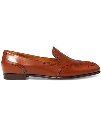 Ralph Lauren Collection Quincy Perforated-detailing Loafers - Brown