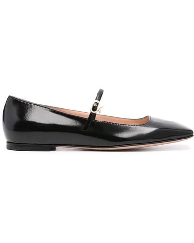 Gianvito Rossi Buckle-fastening Leather Ballerina Shoes - Black