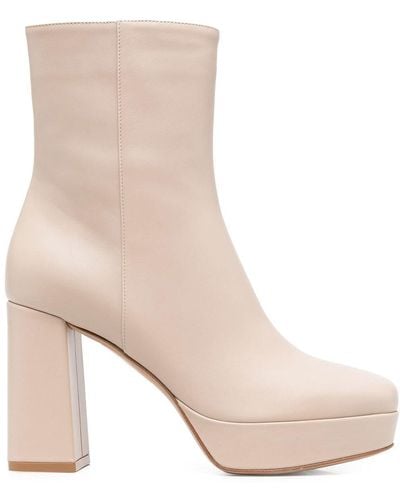 Gianvito Rossi 100mm Leather Ankle Boots - Natural