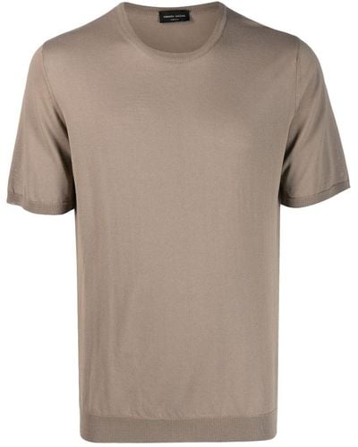 Roberto Collina Short-sleeve Ribbed Sweatshirt - Grey