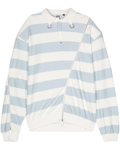 Gcds Striped Jersey Polo Shirt - Blue