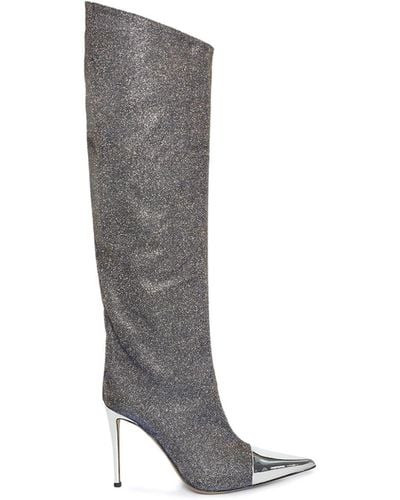 Alexandre Vauthier 105mm Pointed-toe Knee Boots - Grey