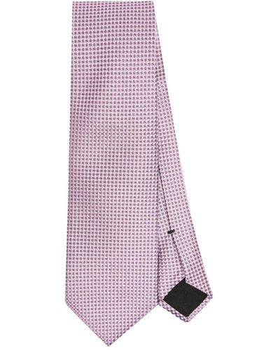 BOSS Check-pattern Silk Tie - Pink