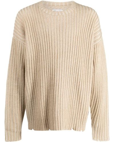 Izzue Crew-neck Ribbed-knit Sweater - Natural