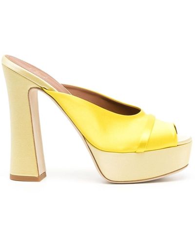 Malone Souliers Yasmin Peep-toe Leather Mules - Yellow