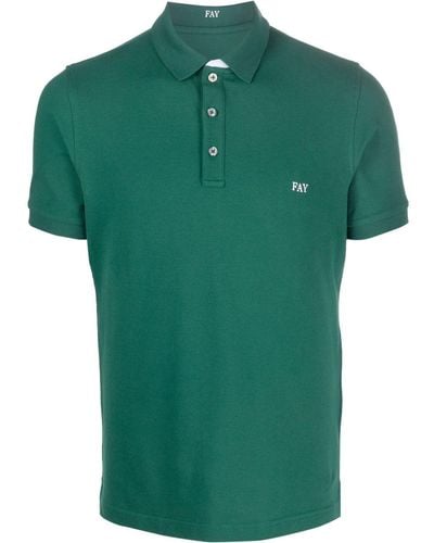 Fay Embroidered-logo Polo Shirt - Green