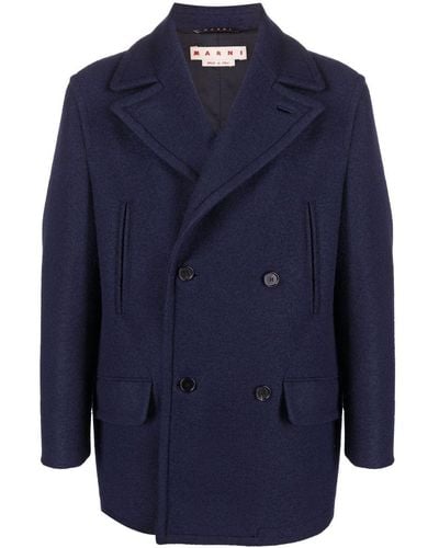 Marni Double-breasted Wool Coat - Blue