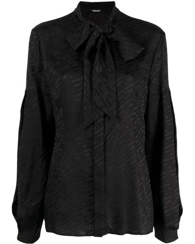 Versace ラ グレカ シルクシャツ - ブラック