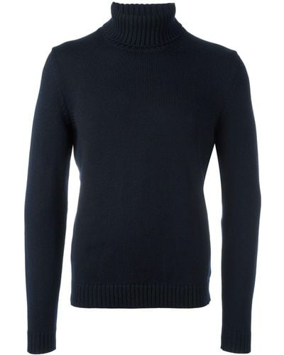 Zanone Rollneck Knit Sweater - Blue