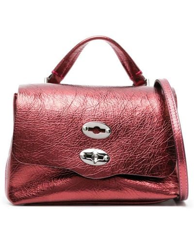 Zanellato Small Postina Metallic Leather Crossbody Bag - Red