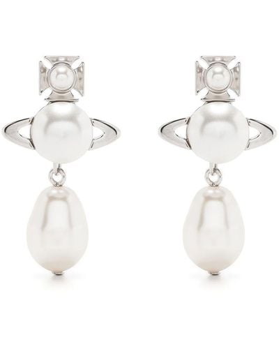 Vivienne Westwood Puces d'oreilles à ornements Orb - Blanc