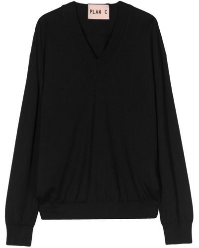 Plan C Foulard Cashmere Sweater - Black