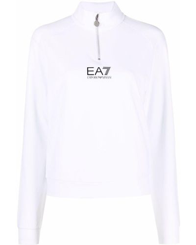 EA7 Sweater Met Logoprint - Wit