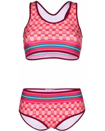 Marni Grid-print Bikini Set - Red