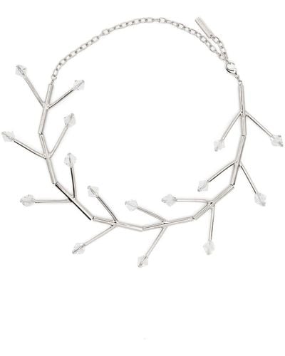 Hugo Kreit Wishbone Halskette mit Kristallen - Weiß