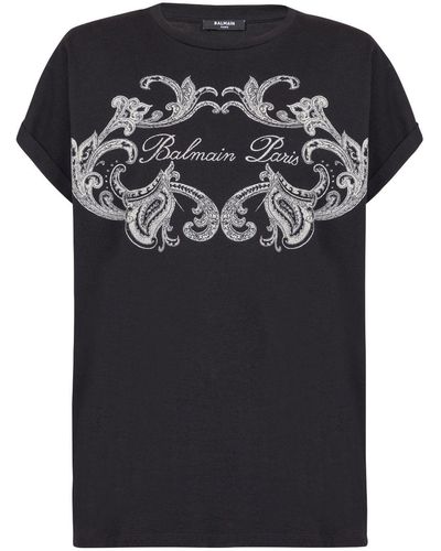 Balmain Katoenen T-shirt Met Logoprint - Zwart
