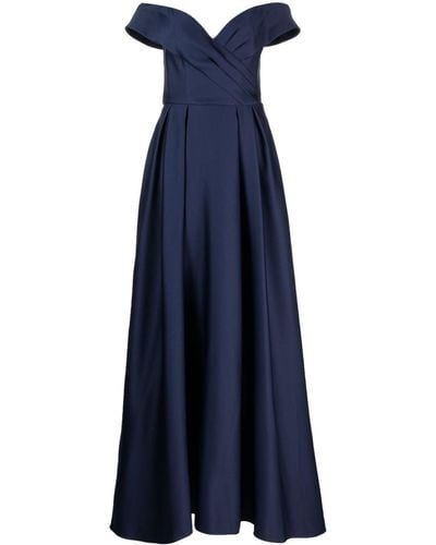 Marchesa Duchess Satin-finish Ball Gown - Blue