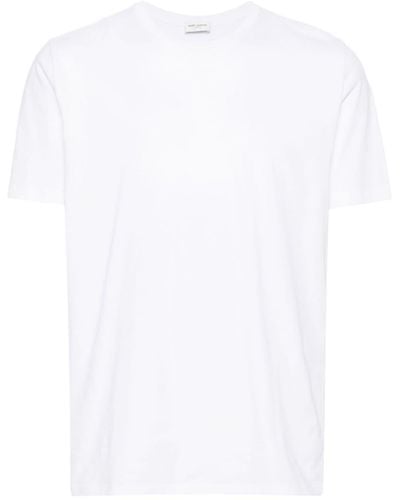 Saint Laurent Camiseta con cuello redondo - Blanco
