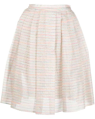 Gemy Maalouf A-line Sequinned Pleated Midi Skirt - Natural