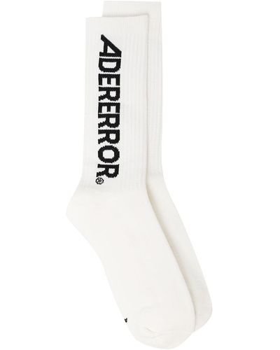 Adererror Intarsia-knit Logo Socks - White