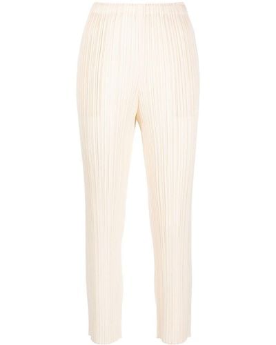 Pleats Please Issey Miyake Pleated Cropped Trousers - White