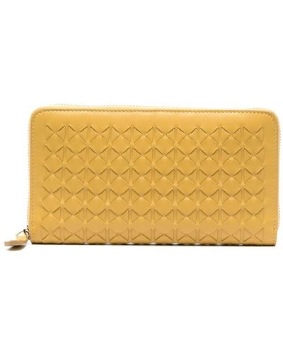 Serapian Mosaico-weaving Leather Wallet - Yellow