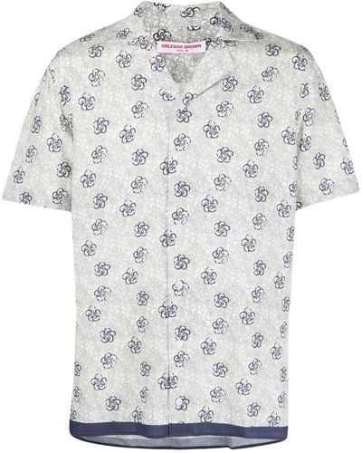Orlebar Brown Travis Floral-print Shirt - Grey