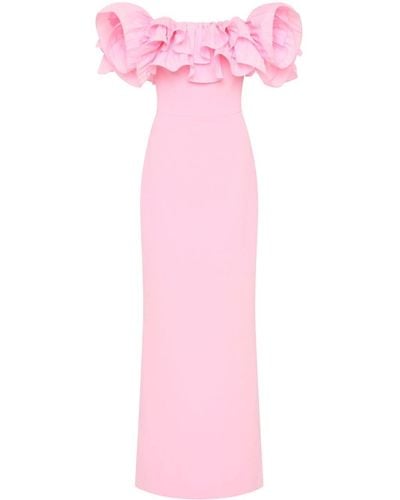 Rebecca Vallance Jenna Ruffle Off-shoulder Gown - Pink