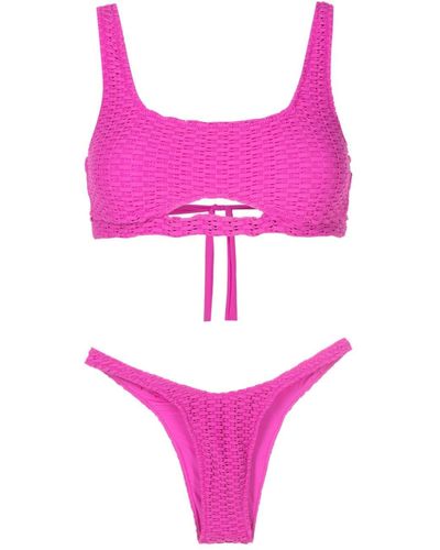 Amir Slama Woven-design Cut-out Bikini - Pink
